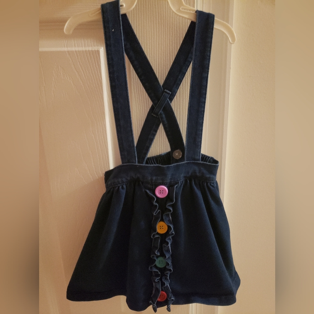 Kids Navy Blue Suspender Skirt